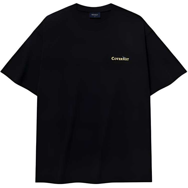 COVERNAT T Shirts Unisex Black Crew Neck Moderate Straight Fit