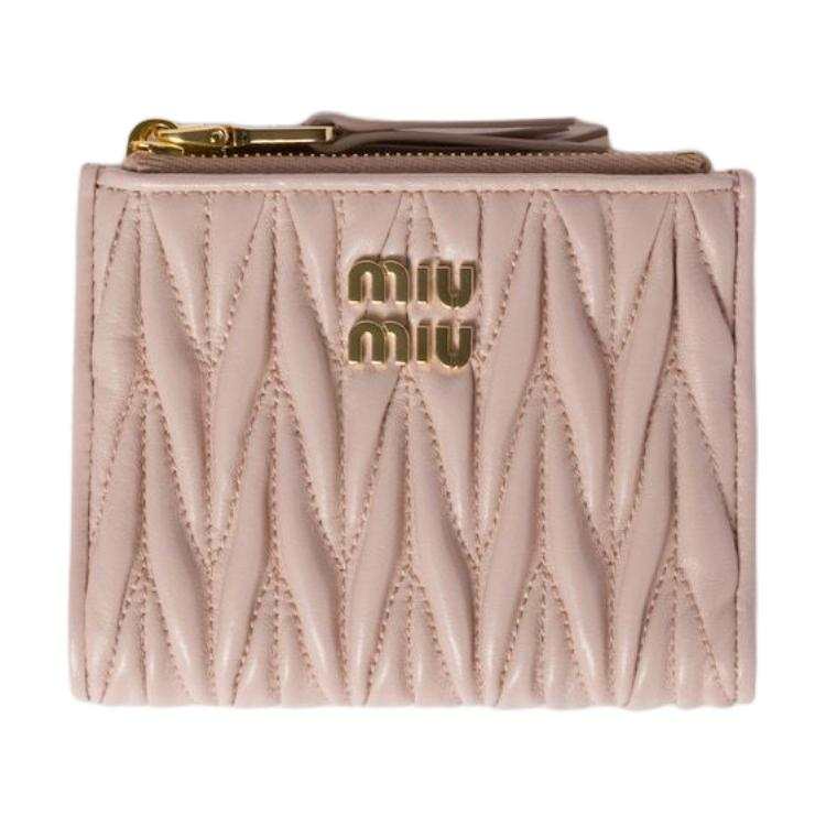 MIU MIU Matelassé Lambskin Wallet Small Women's Pink