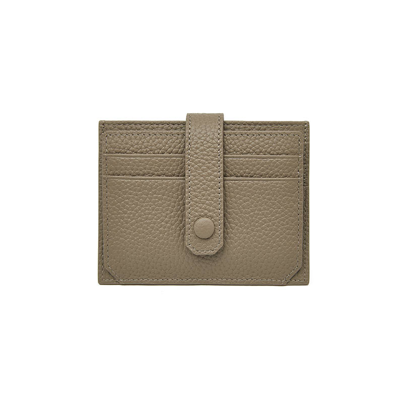 LAORENTOU Top Grain Cow Leather Card Holder Regular Women's Gray