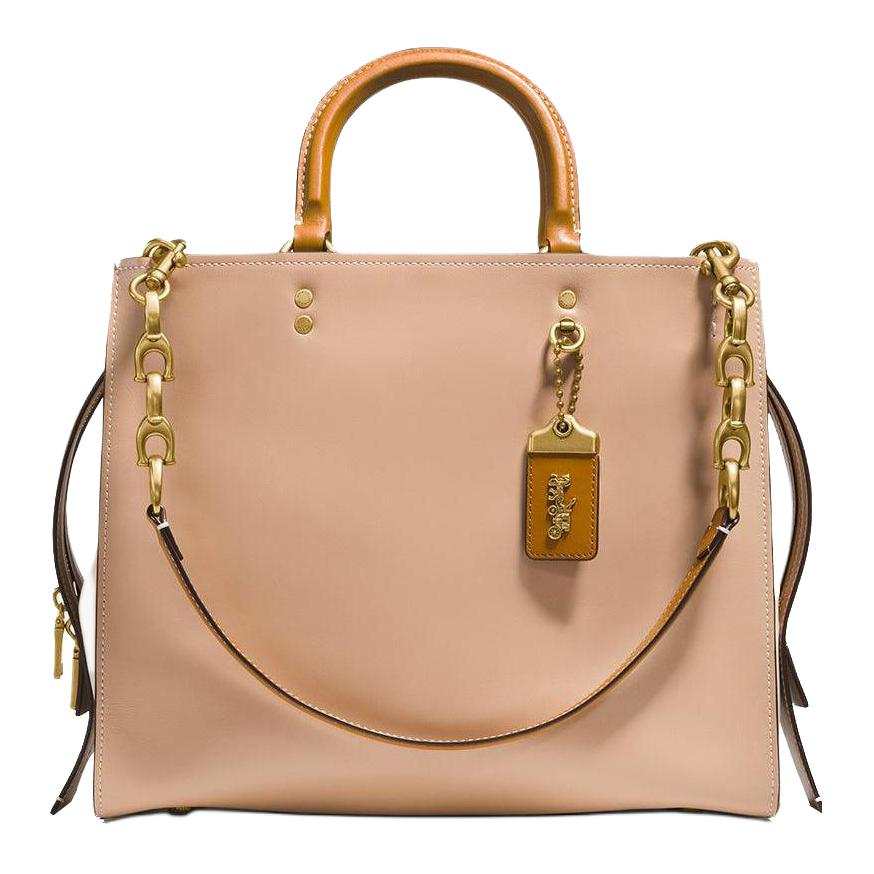COACH Rogue Leather Shoulder Bag, Crossbody Bag, Handbag Women's Apricot