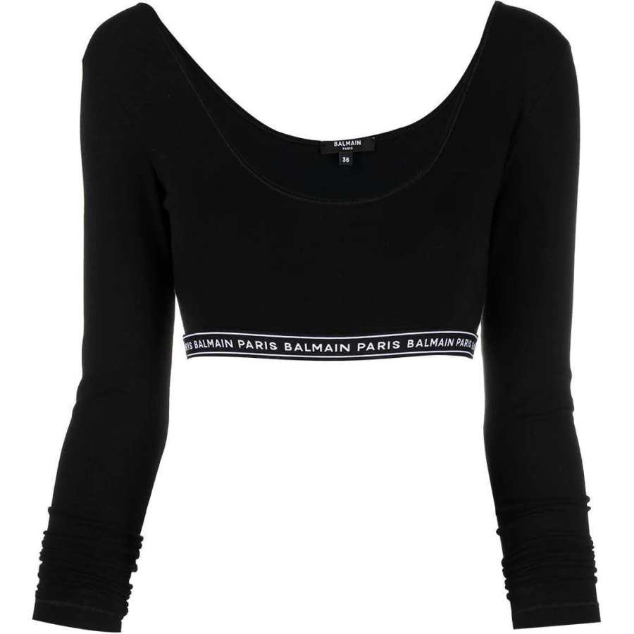 BALMAIN BALMAIN Crop Tops Women's Black Crew Neck Moderate