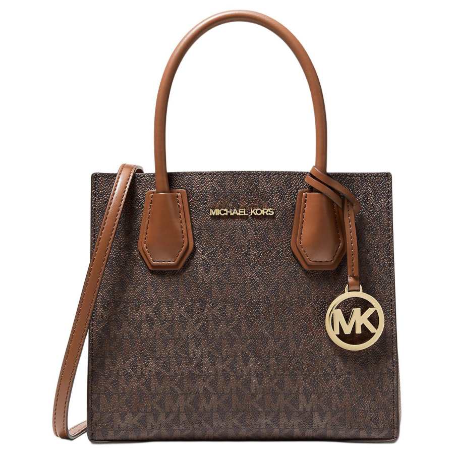 MICHAEL KORS Mercer PVC Coated Canvas Trunk Bag Handbag Medium Women's Brown