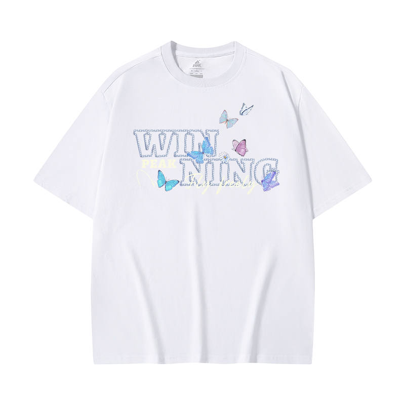 PEAK PEAK T Shirts Unisex White Crew Neck Thin Straight Fit