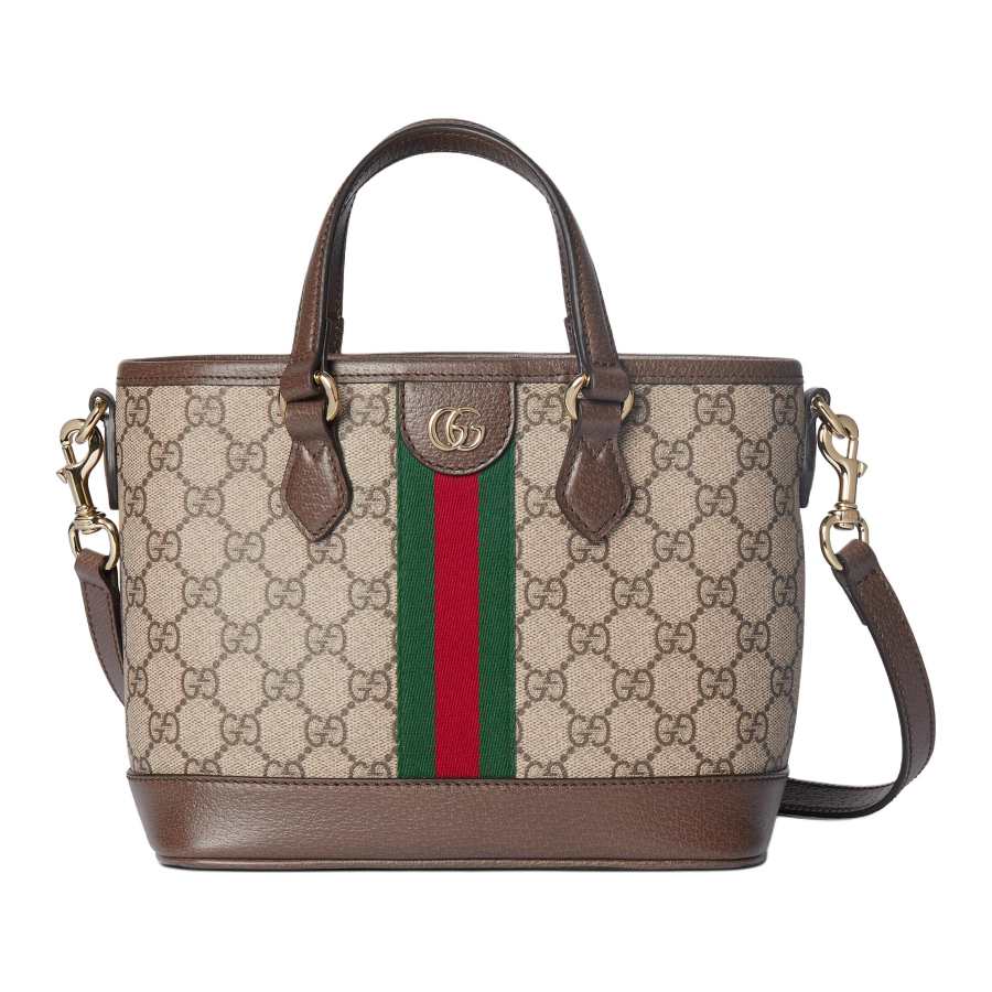 GUCCI Ophidia Coated Canvas Tote Bag, Shopping Bag, Handbag Small Women's Beige & Brown
