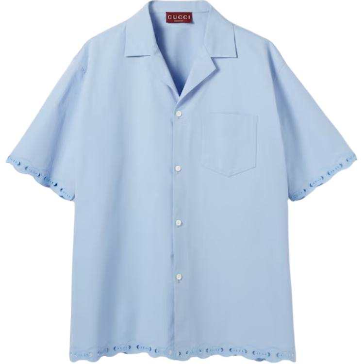 GUCCI Shirts Men's Blue Lapel Moderate Other