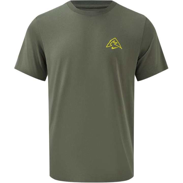 Nike Nike Running T Shirts Men's Army Green Crew Neck Moderate