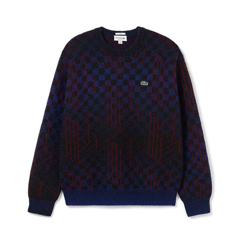 LACOSTE LACOSTE Sweater Unisex Blue Black Plaid