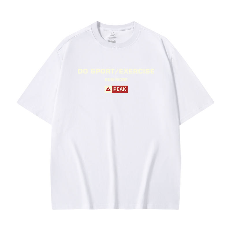PEAK T Shirts Unisex White Crew Neck Thin Straight Fit