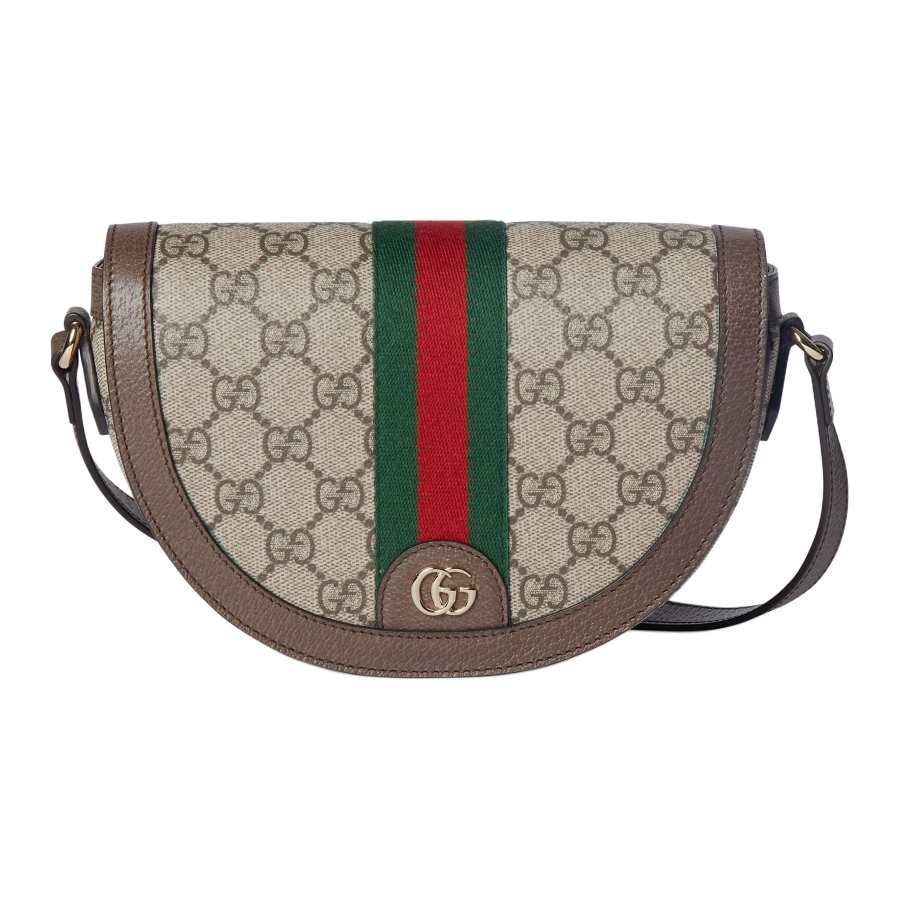 GUCCI Ophidia Coated Fabric Shoulder Bag Small Women's Beige & Brown