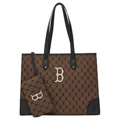 MLB Monogram Collection Polyester Combo Bag, Tote Bag, Shopping Bag, Shoulder Bag, Handbag Unisex Dark Brown Mocha