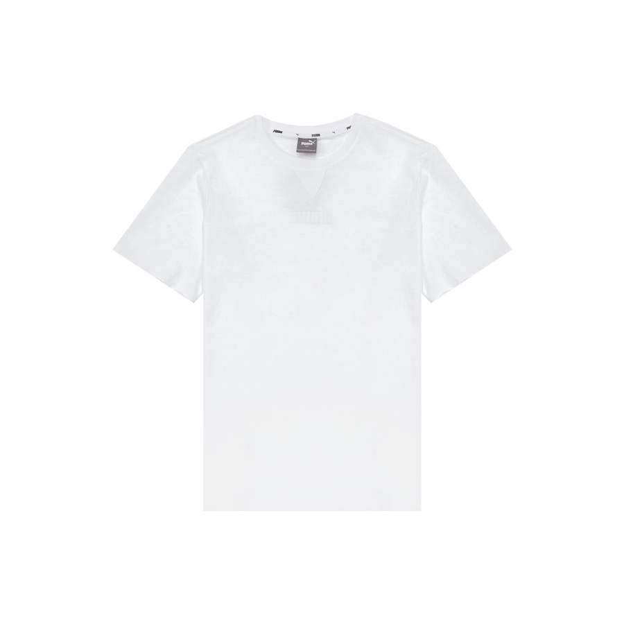 PUMA T Shirts Men's White Crew Neck Moderate Straight Fit