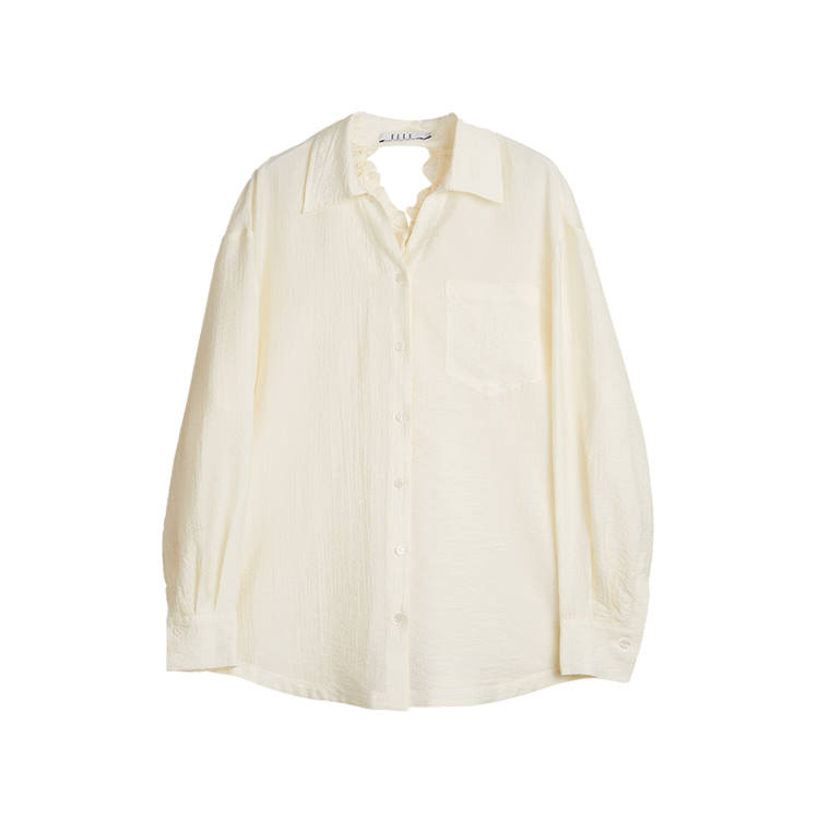 ELLE Shirts Women's Ecru Lapel Moderate Shirt