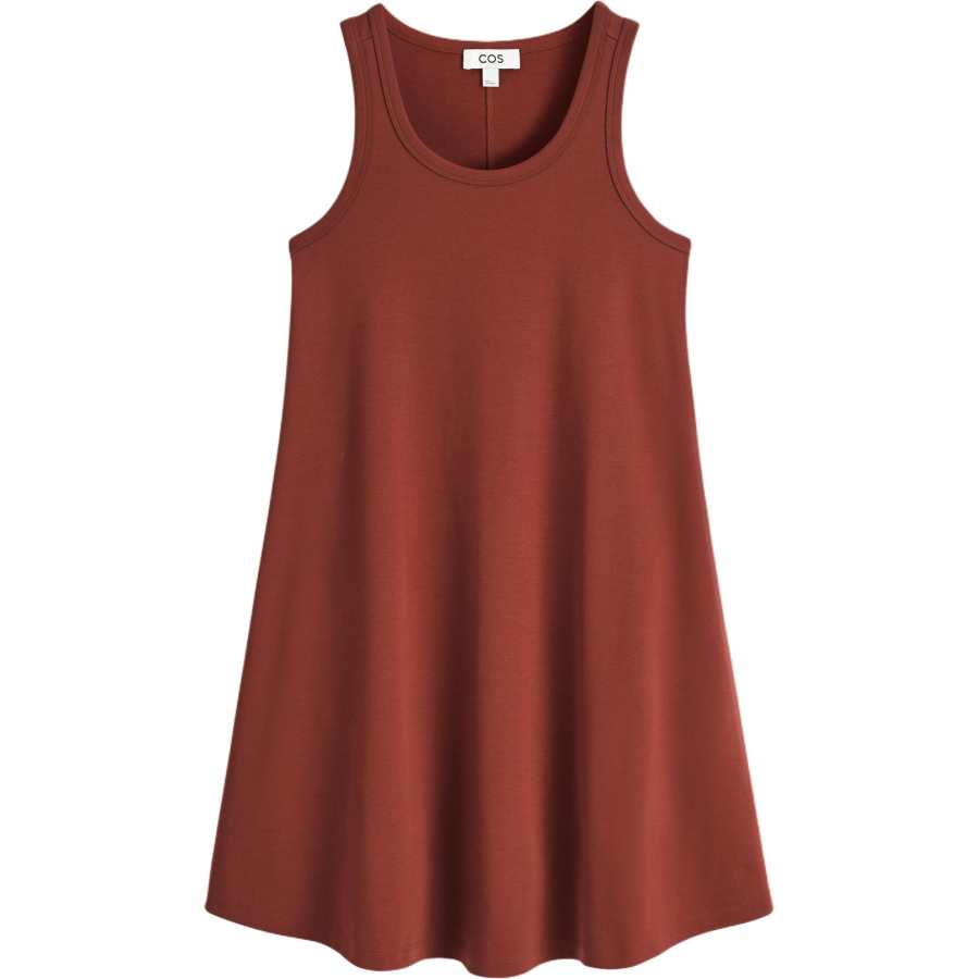 COS Sleeveless Dresses Women's Dark Red Crew Neck Moderate Short