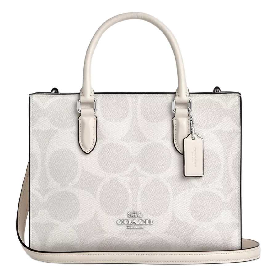 COACH Maggie Artificial Leather Tote Bag, Shopping Bag, Shoulder Bag, Crossbody Bag, Handbag Medium Women's Chalk White