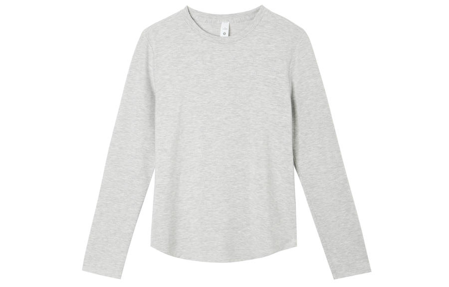 Lululemon T Shirts Women's Light Gray Crew Neck Moderate Straight Fit