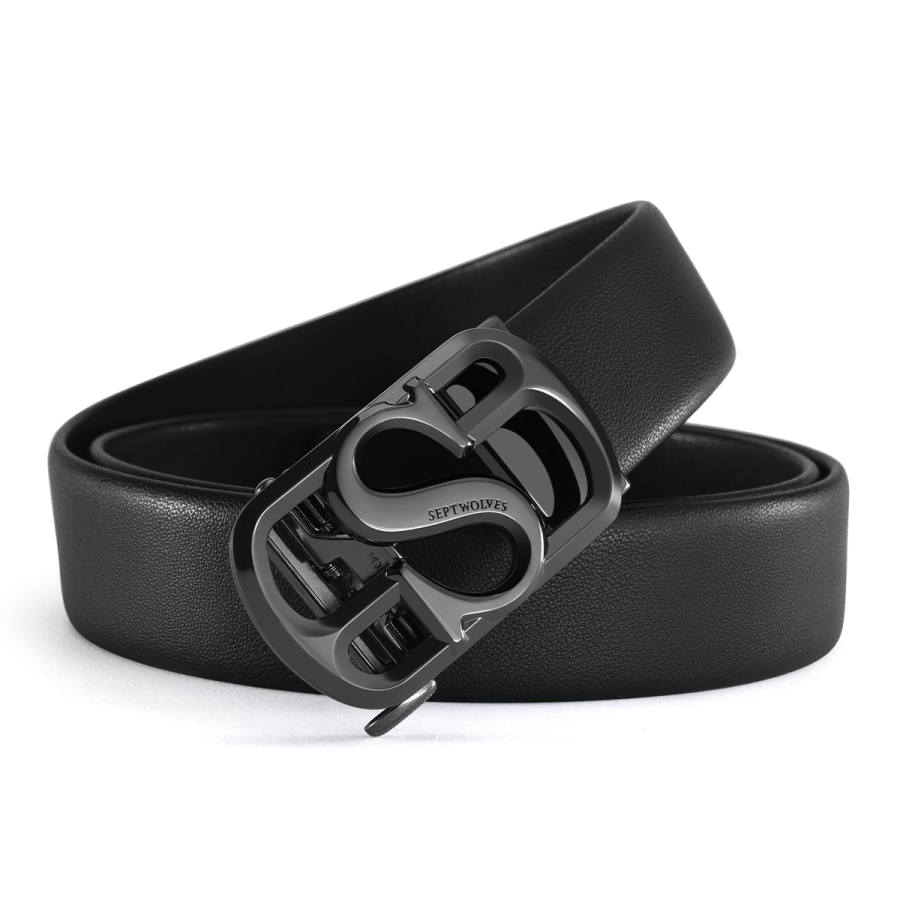 SEPTWOLVES SEPTWOLVES Zinc Alloy Split Cow Leather Belts Men's Width 3.5cm