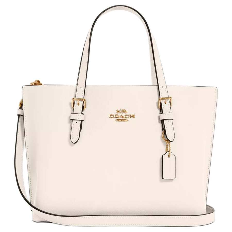 COACH Mollie Leather Tote Bag, Shopping Bag, Crossbody Bag, One Shoulder Handbag 25 Women's Chalk White