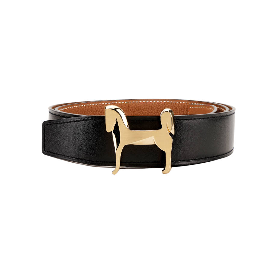 HERMES HERMES Panache Calfskin Leather Belts Men's Width 3.2cm