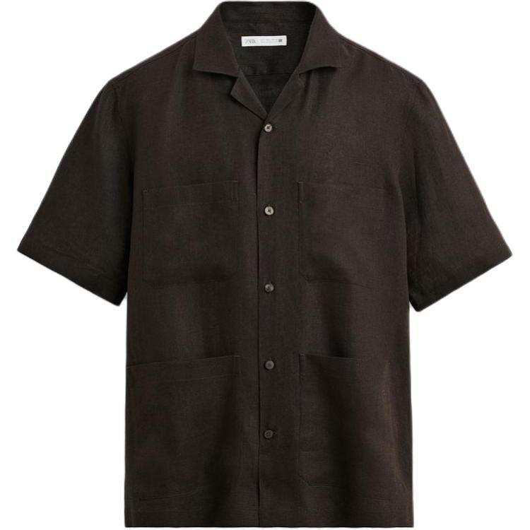 ZARA ZARA Shirts Men's Chocolate Lapel Moderate