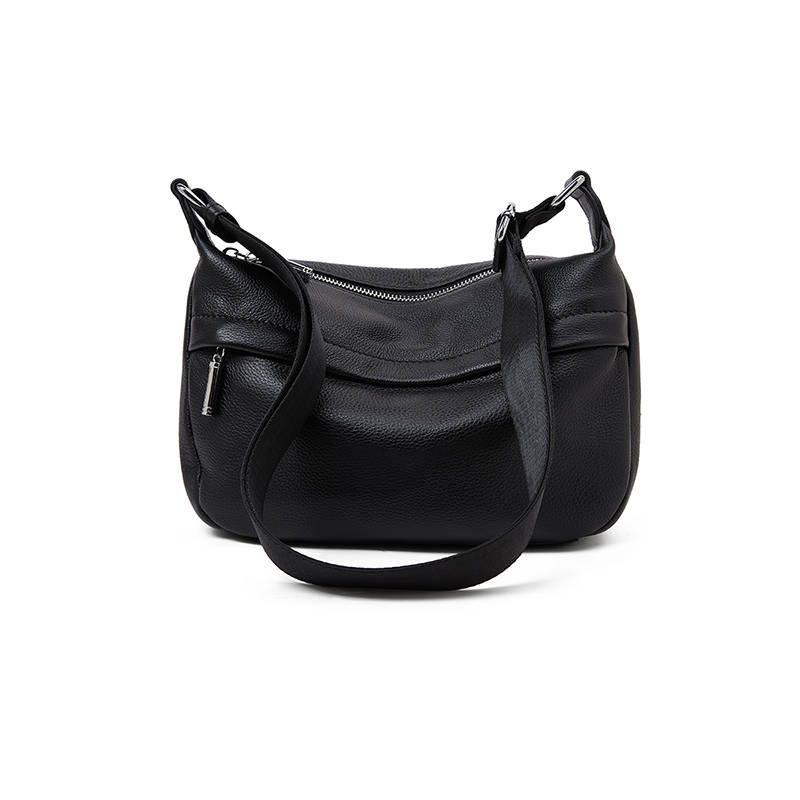 LAORENTOU Top Grain Cow Leather Shoulder Bag, Crossbody Bag Women's Black