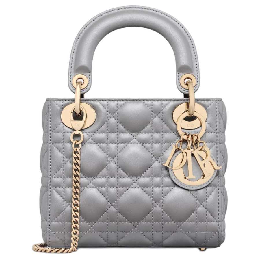 DIOR Lady Dior Sheepskin Handbag, Shoulder Bag, Crossbody Bag, Handbag Mini Women's Milk Gray