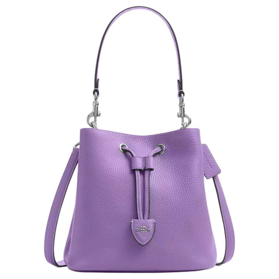 COACH Rowan Coated Canvas With Leather Bucket Bag, Shoulder Bag Small Women's Purple
