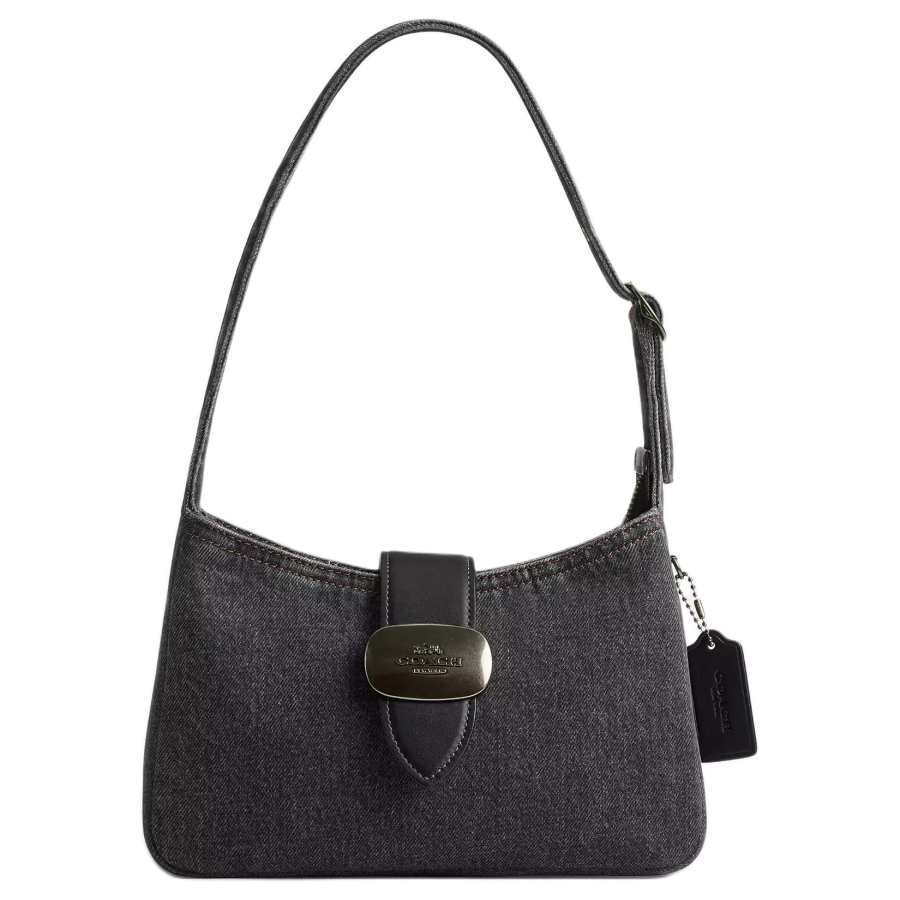 COACH Eliza Denim Handbag, Shoulder Bag Medium Women's Washed Gray