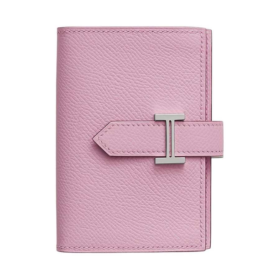 HERMES Bearn Epsom Leather Wallet Mini Women's X9 Mauve Sylvestre Forest Purple