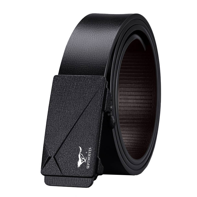 SEPTWOLVES Cow Leather Alloy Leather Belts Men's Width 3.1cm
