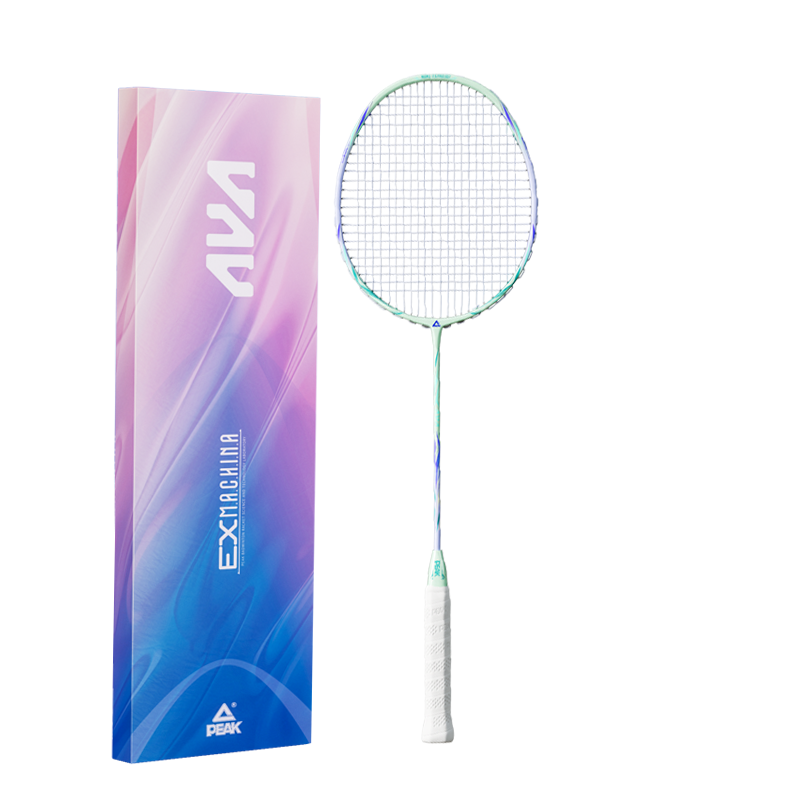 PEAK Full Carbon Badminton Rackets Control Type All around Defense Entry level 675mm Unisex 5U/G6 Cyan Purple