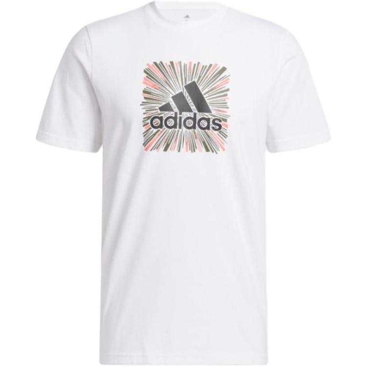 Adidas Adidas T Shirts Men's White Crew Neck Moderate Straight Fit