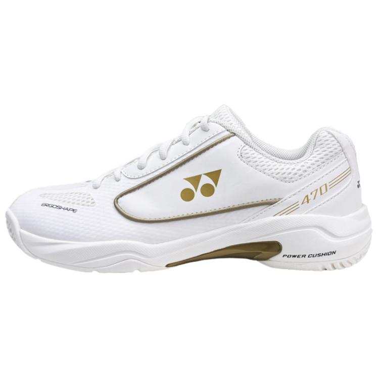 YONEX 470 Cushioning Low top Badminton Shoes Unisex White Gold