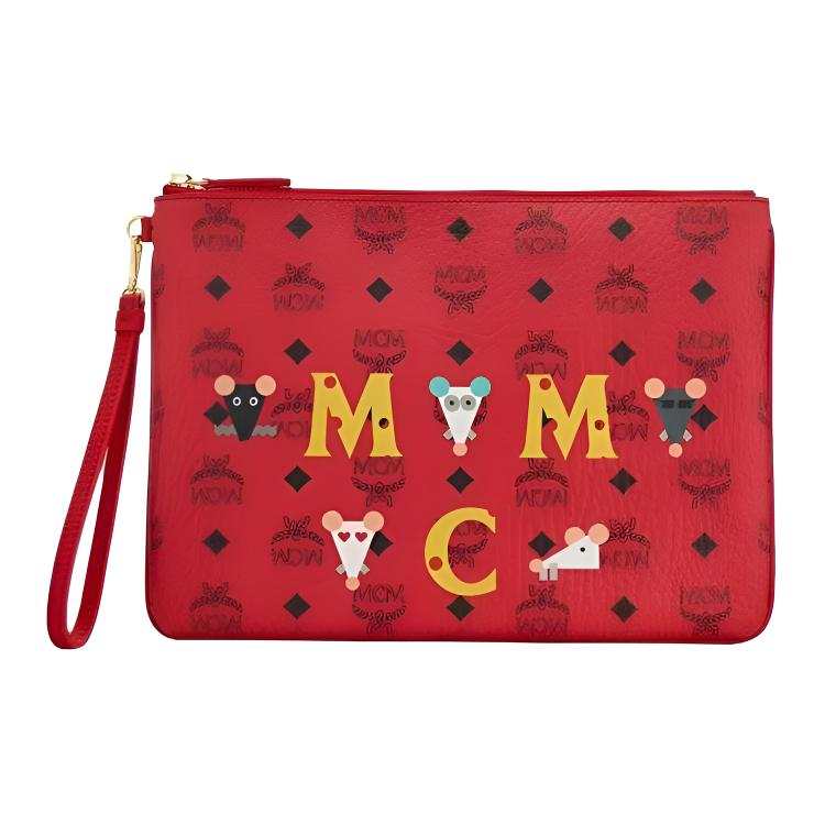 MCM MCM Artificial Leather Clutch Medium Men's Red