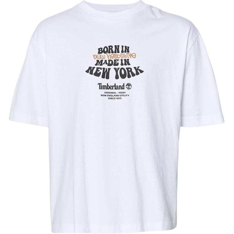 Timberland T Shirts Men's White TB0A2QPK 100 Crew Neck Moderate