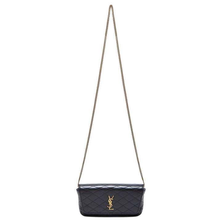 SAINT LAURENT SAINT LAURENT GABY Sheepskin One Shoulder Crossbody Cell Phone Pouch Women's Black