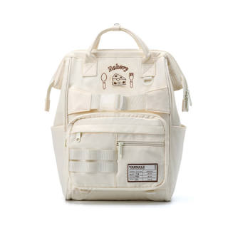 VANWALK Polyester Backpack Large Unisex Vanilla White/Cute Black/Cheese Yellow