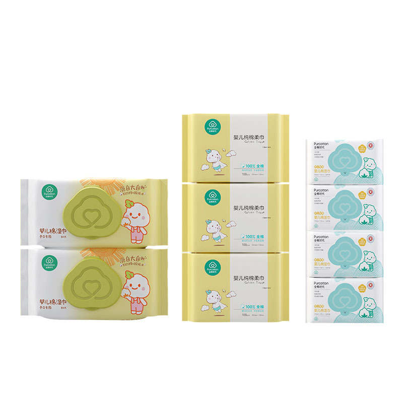 PURCOTTON Gentle Cleaning Soft Wipe Set Multiple Styles