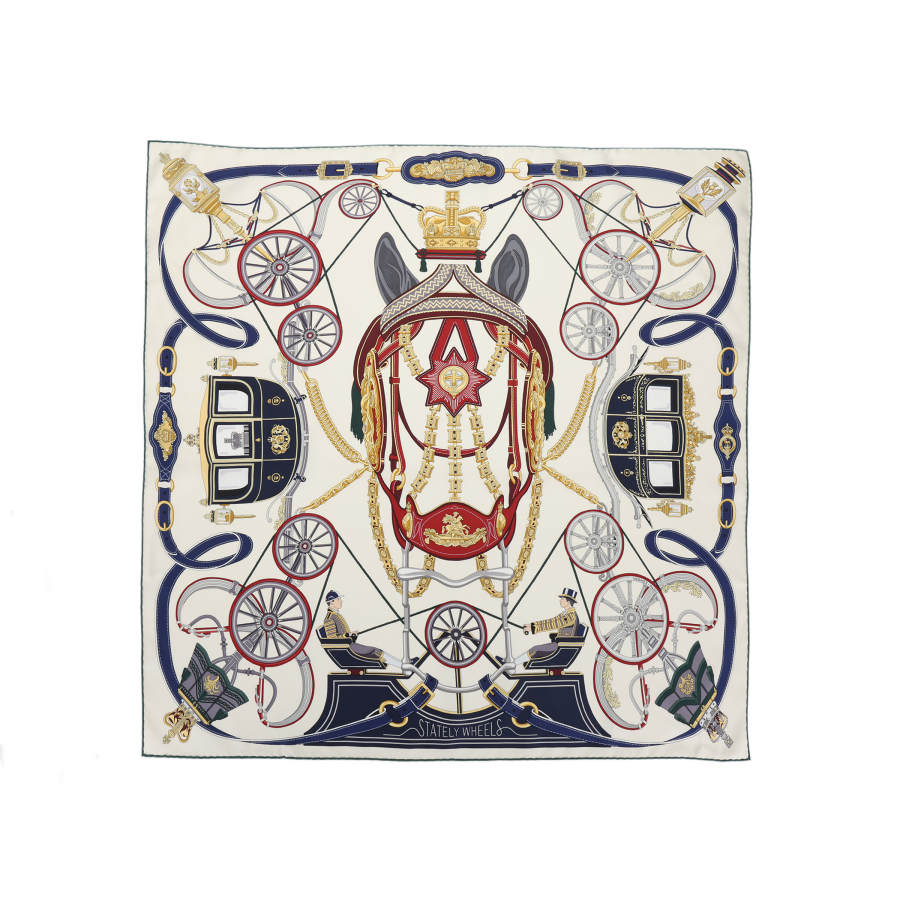 HERMES HERMES Mulberry Silk Scarves Unisex White