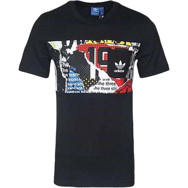 Adidas Originals T Shirts Men's Black Crew Neck Moderate Straight Fit