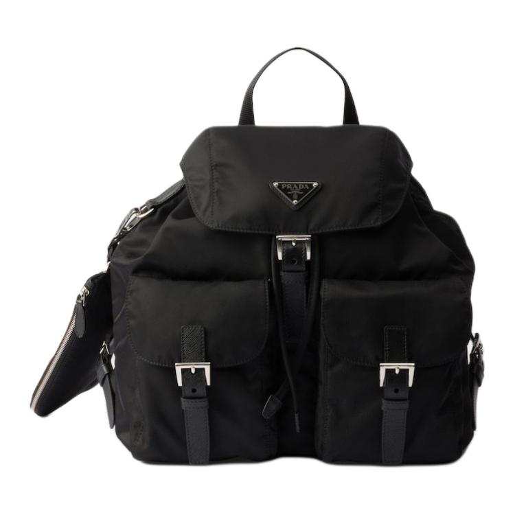 PRADA PRADA Recycled Nylon With Saffiano Leather Backpack Women's Black