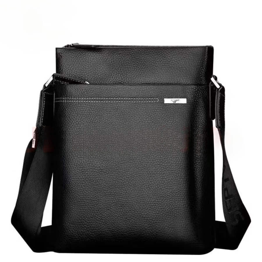 SEPTWOLVES Top Grain Cow Leather Crossbody Bag, Shoulder Bag Regular Men's Black