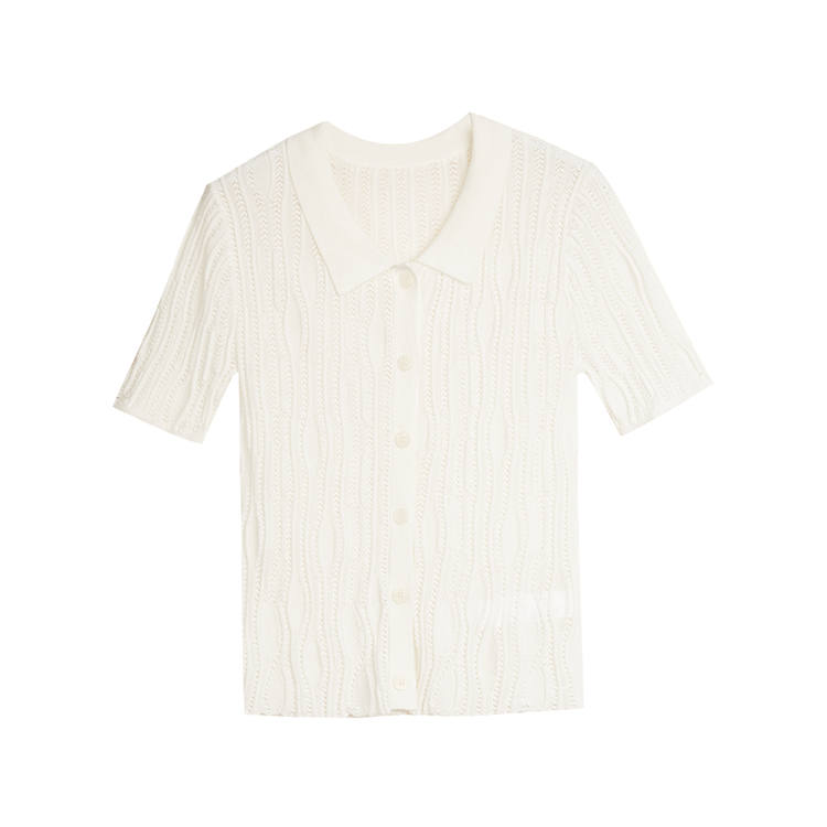 ELLE Knitwear Women's White Lapel Moderate