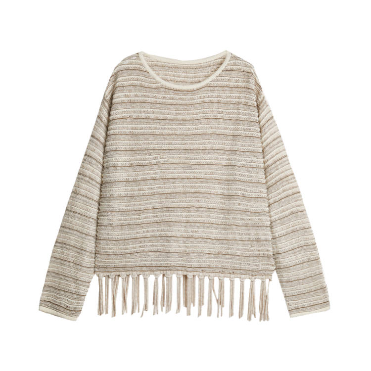 ELLE Knitwear Women's Coffee Crew Neck Thin