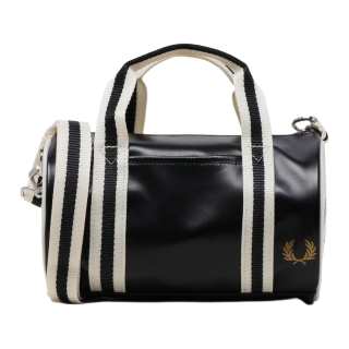 FRED PERRY Fabric Cylinder Bag, Shoulder Bag, Crossbody Bag, Handbag Mini Unisex Black