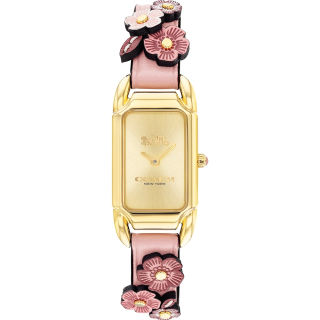 COACH Wrist Watches Quartz Movement Leather Strap 17.5*28.5mm Gold Dial Women's Watch 30m Water Resistant
