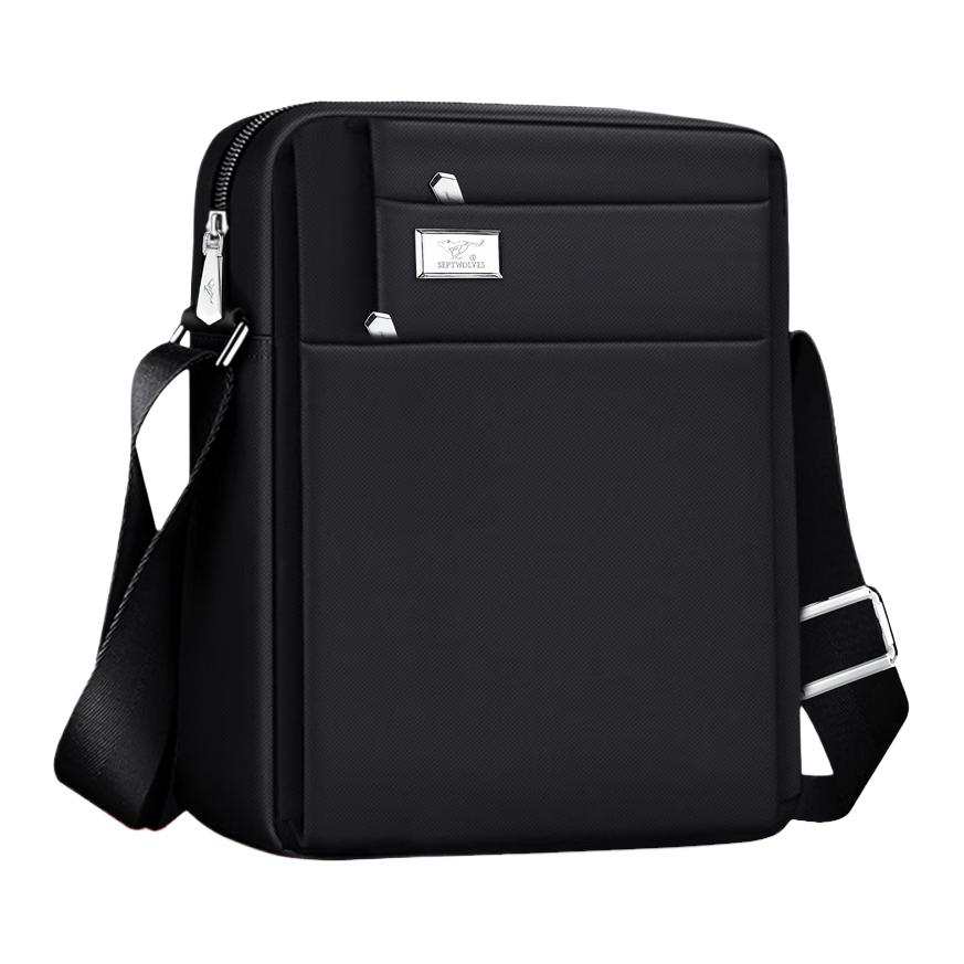 SEPTWOLVES Fabric Shoulder Bag, Crossbody Bag Men's Black