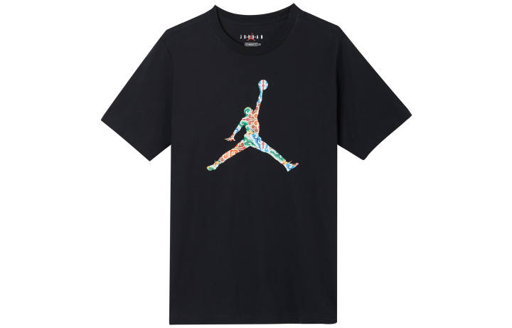 Jordan Jordan T Shirts Men's Black Crew Neck Moderate Straight Fit