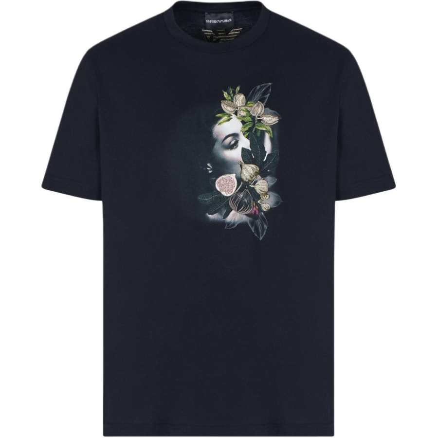 EMPORIO ARMANI Pattern Embroidered Crewneck T Shirt