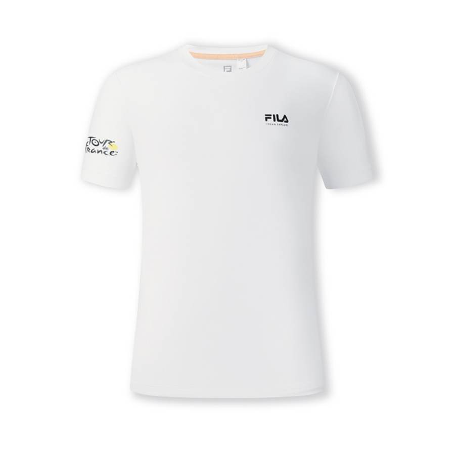 FILA T Shirts Women's Jade White Crew Neck Moderate Straight Fit