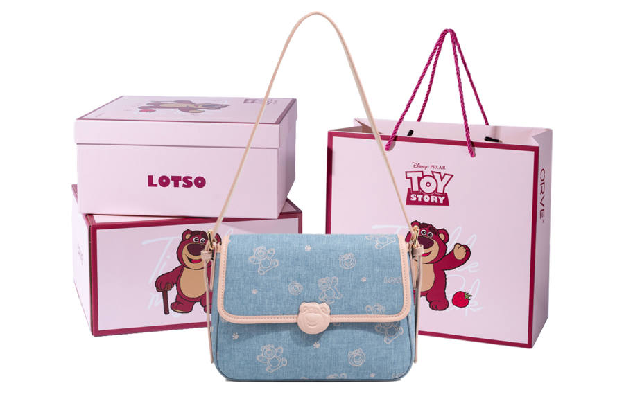 Disney Lotso PVC Crossbody Bag, Shoulder Bag, Small Square Bag, Tofu Bag Regular Women's Blue